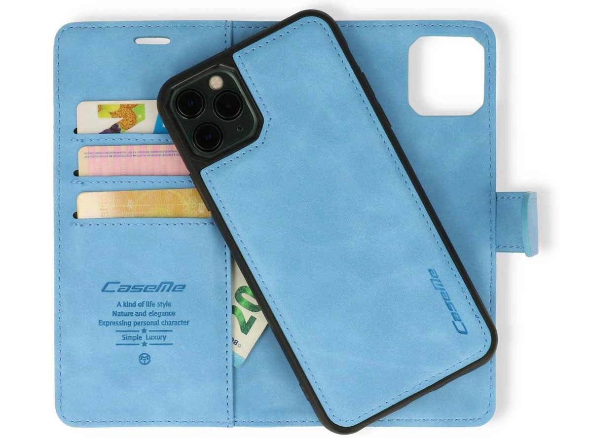 CaseMe 2in1 Magnetic Bookcase Lichtblauw - iPhone 13 Pro Hoesje
