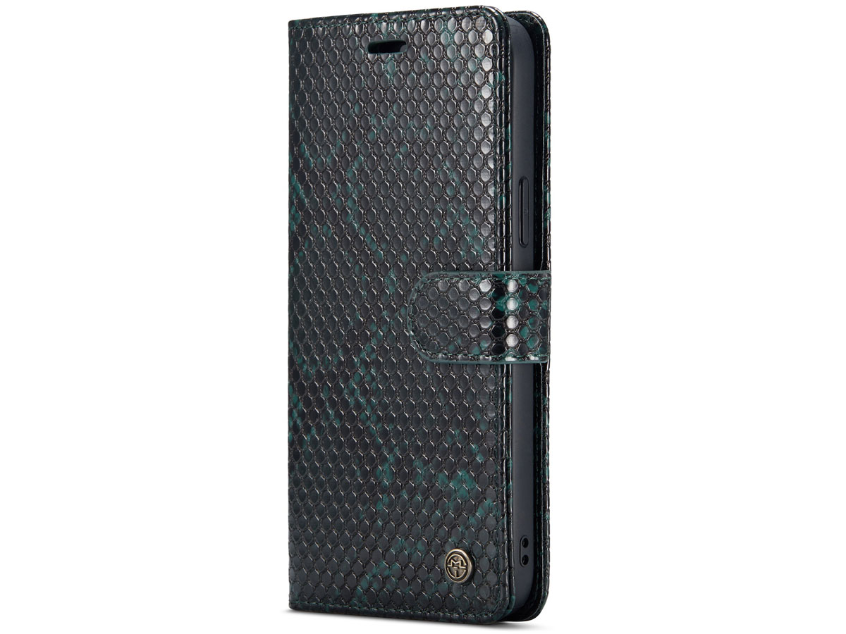 CaseMania Snake 2in1 Magnetic Bookcase Groen - iPhone 13 Pro Hoesje