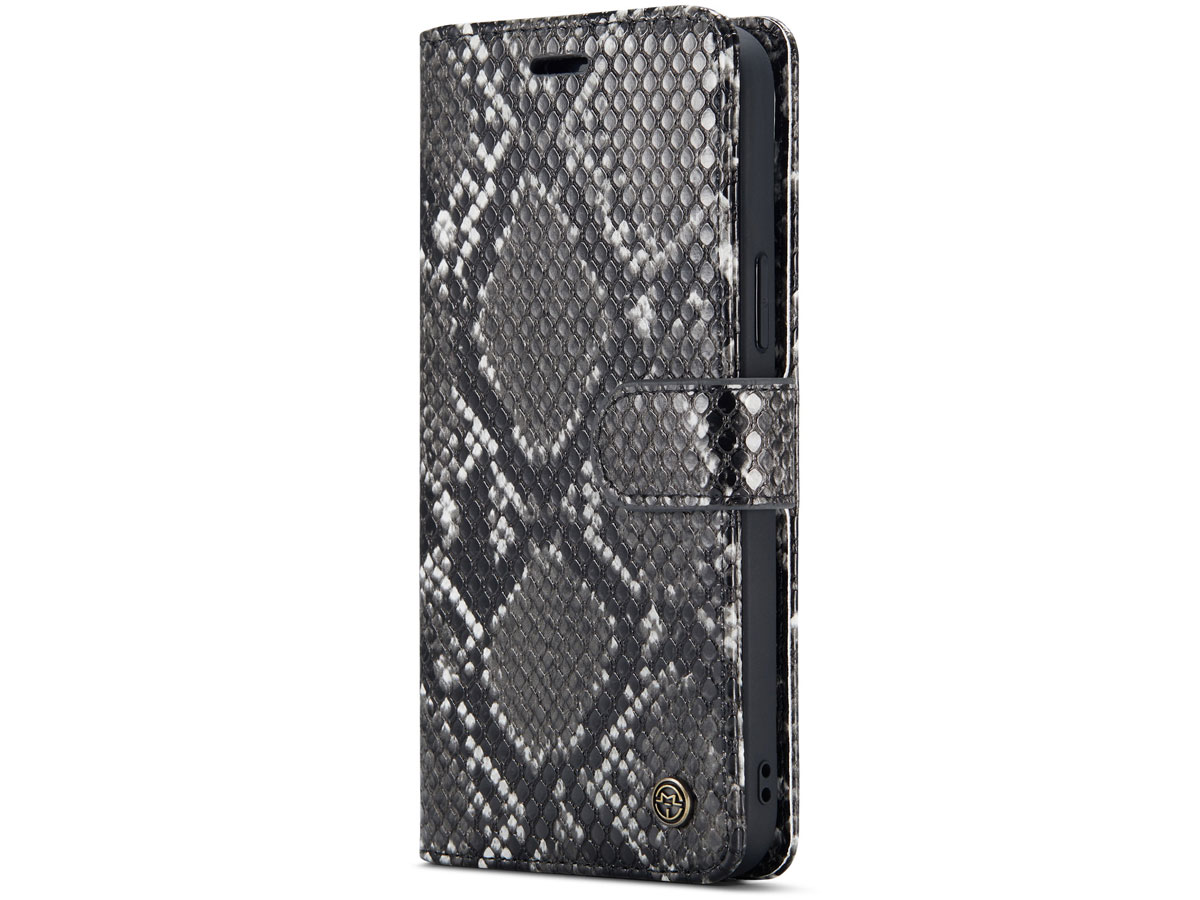 CaseMania Snake 2in1 Magnetic Bookcase Zwart - iPhone 13 Pro Hoesje