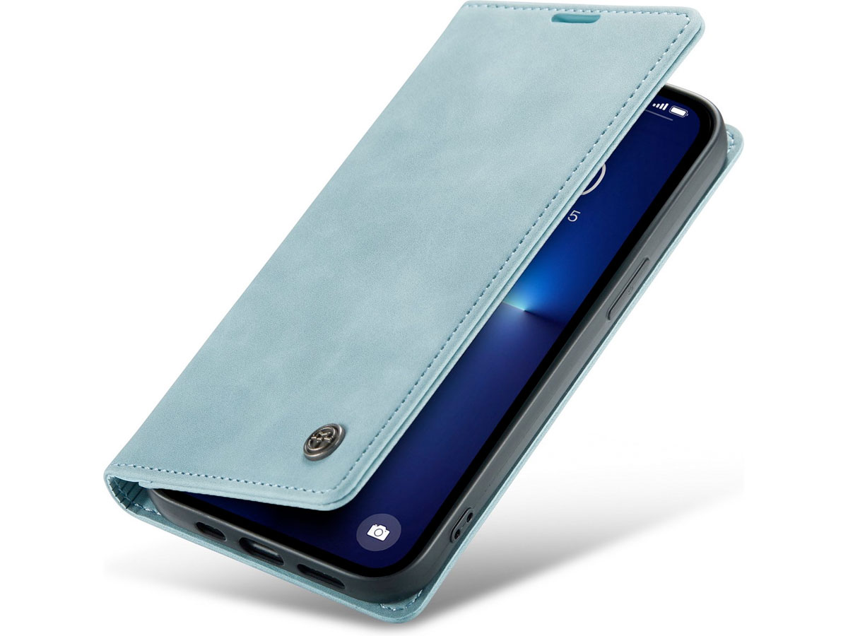 CaseMe Vintage Bookcase Turquoise - iPhone 13 Pro hoesje