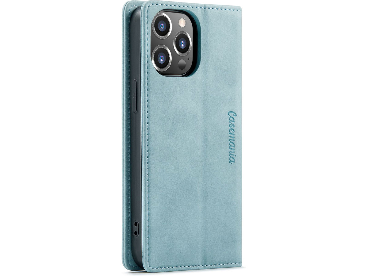 CaseMania Vintage Slim Bookcase Turquoise - iPhone 13 Pro hoesje