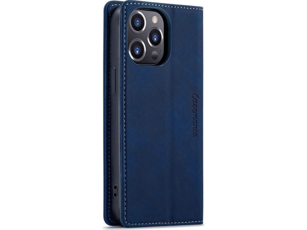 CaseMania Vintage Slim Bookcase Donkerblauw - iPhone 13 Pro hoesje