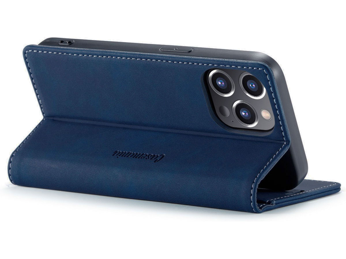 CaseMania Vintage Slim Bookcase Donkerblauw - iPhone 13 Pro hoesje