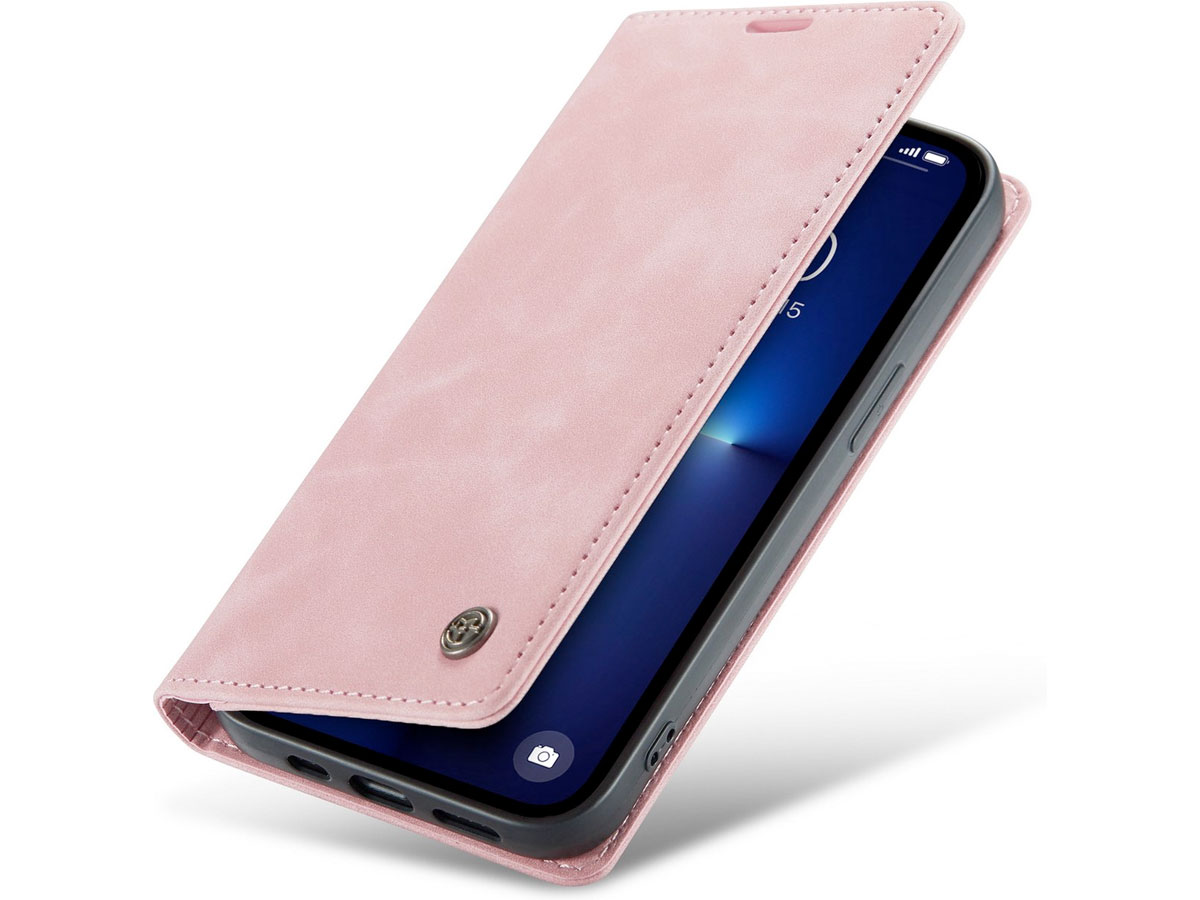 CaseMe Vintage Bookcase Roze - iPhone 13 Pro hoesje