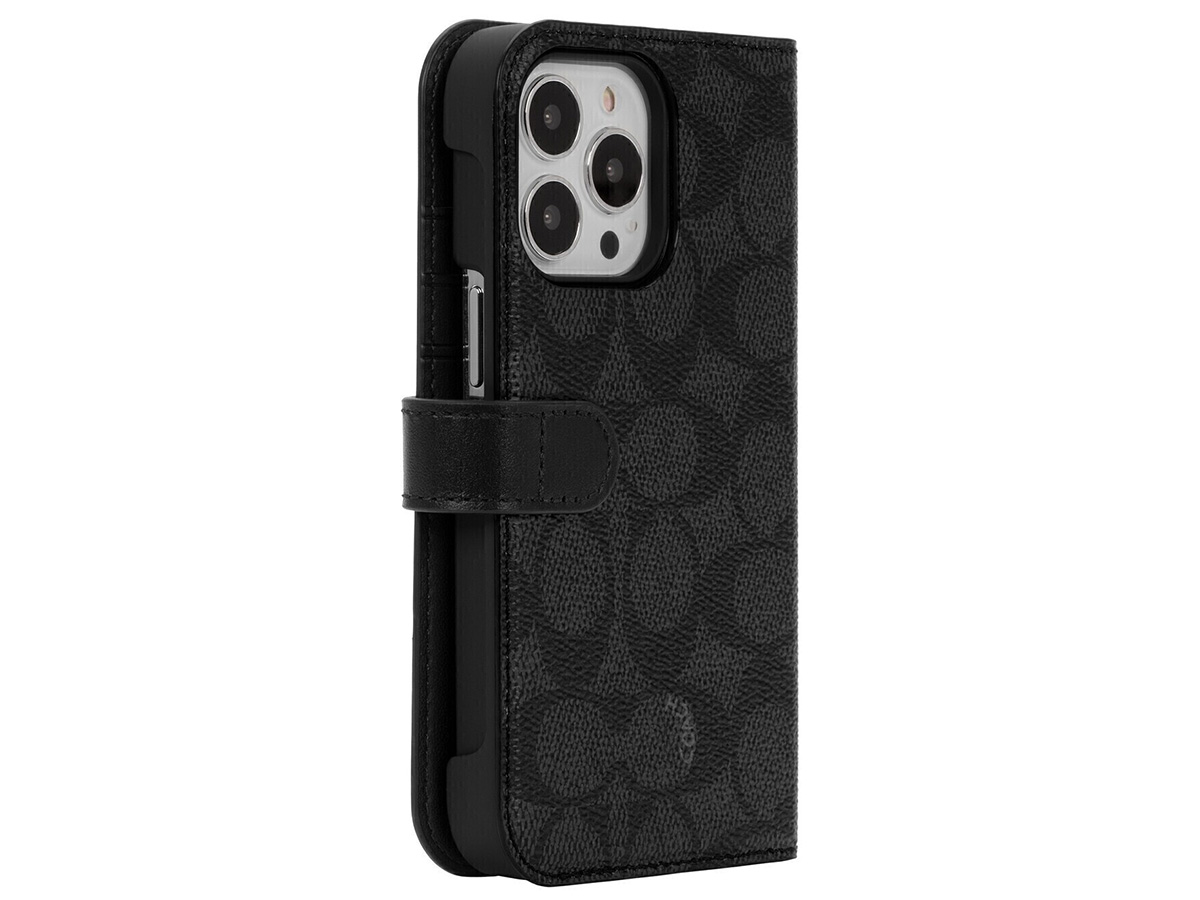 Coach Folio Signature Charcoal 2in1 Case - iPhone 13 Pro Hoesje