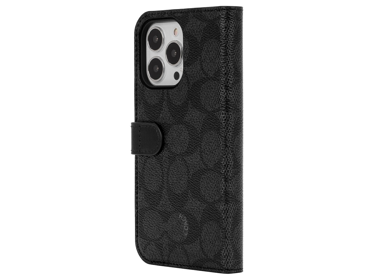 Coach Folio Signature Charcoal 2in1 Case - iPhone 13 Pro Hoesje