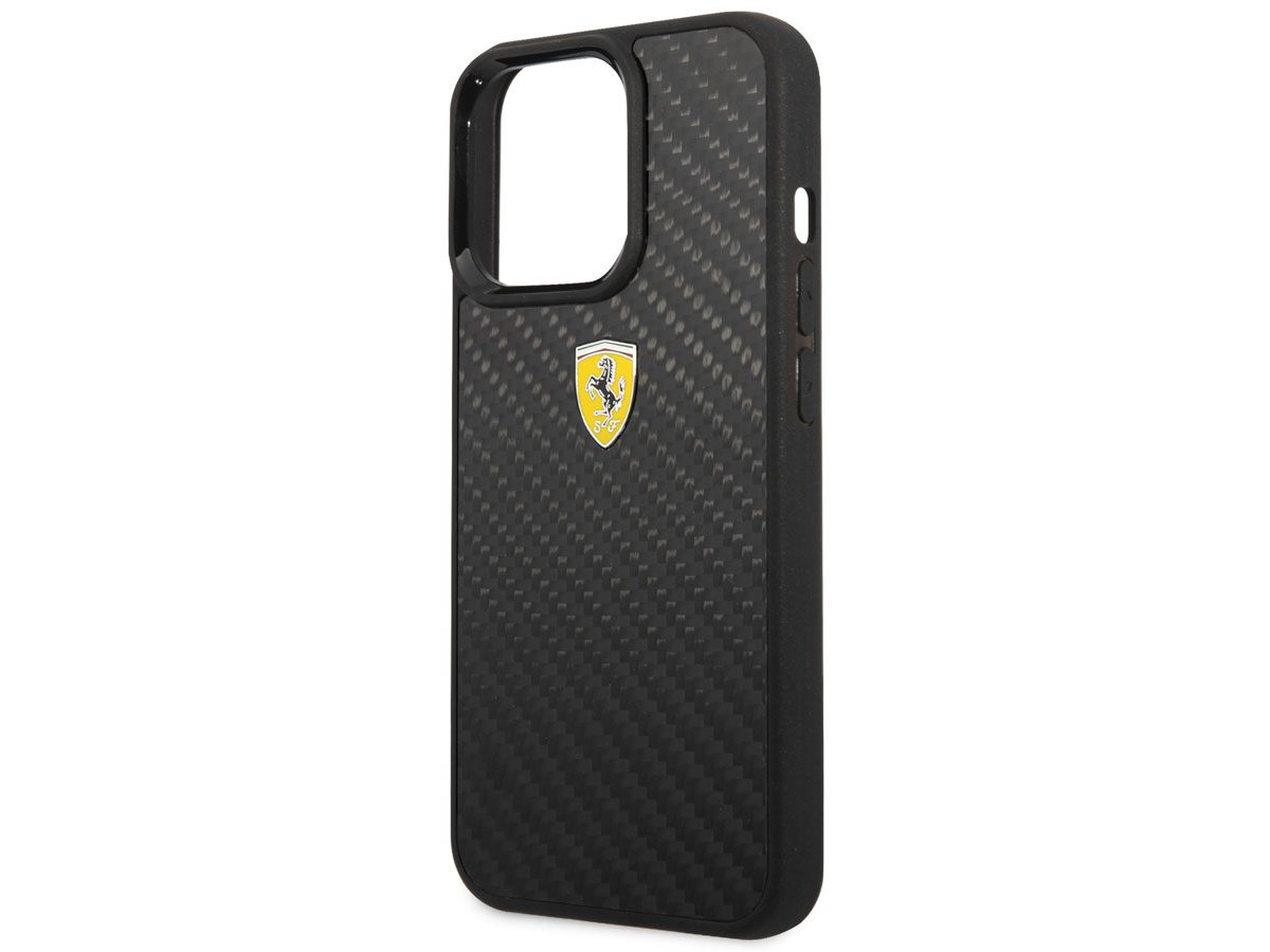 Ferrari Carbon Fiber Case Zwart - iPhone 13 Pro Hoesje