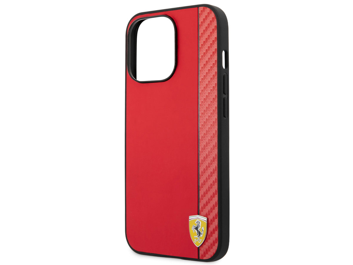 Ferrari Carbon Stripe Case Rood - iPhone 13 Pro Hoesje