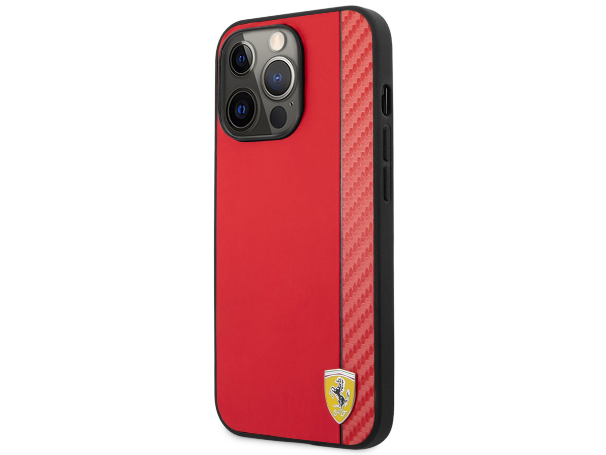 Ferrari Carbon Stripe Case Rood - iPhone 13 Pro Hoesje