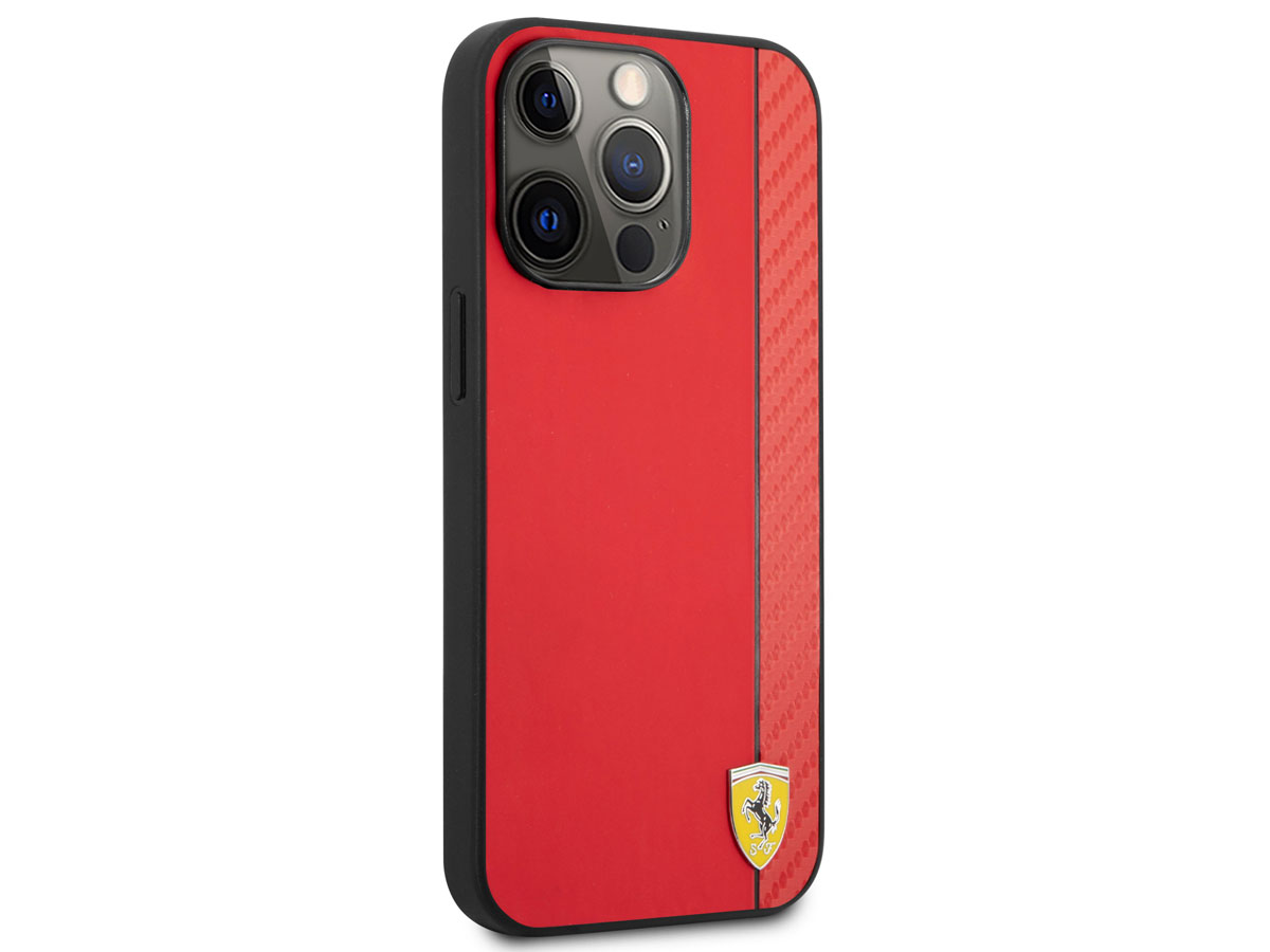 Ferrari Carbon Stripe Case Rood - iPhone 13 Pro Hoesje