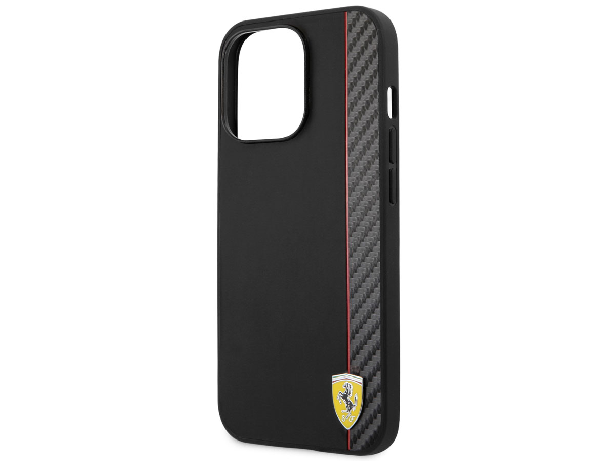 Ferrari Carbon Stripe Case Zwart - iPhone 13 Pro Hoesje