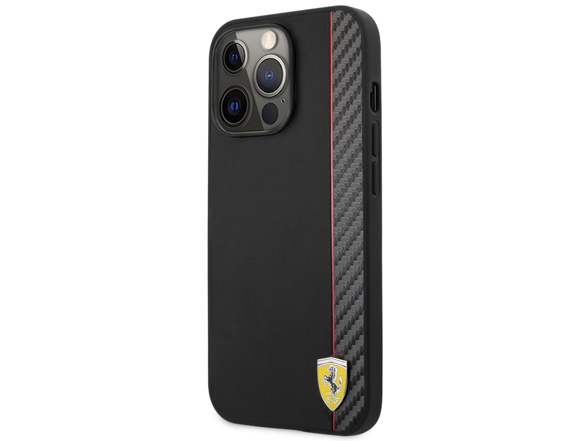 Ferrari Carbon Stripe Case Zwart - iPhone 13 Pro Hoesje