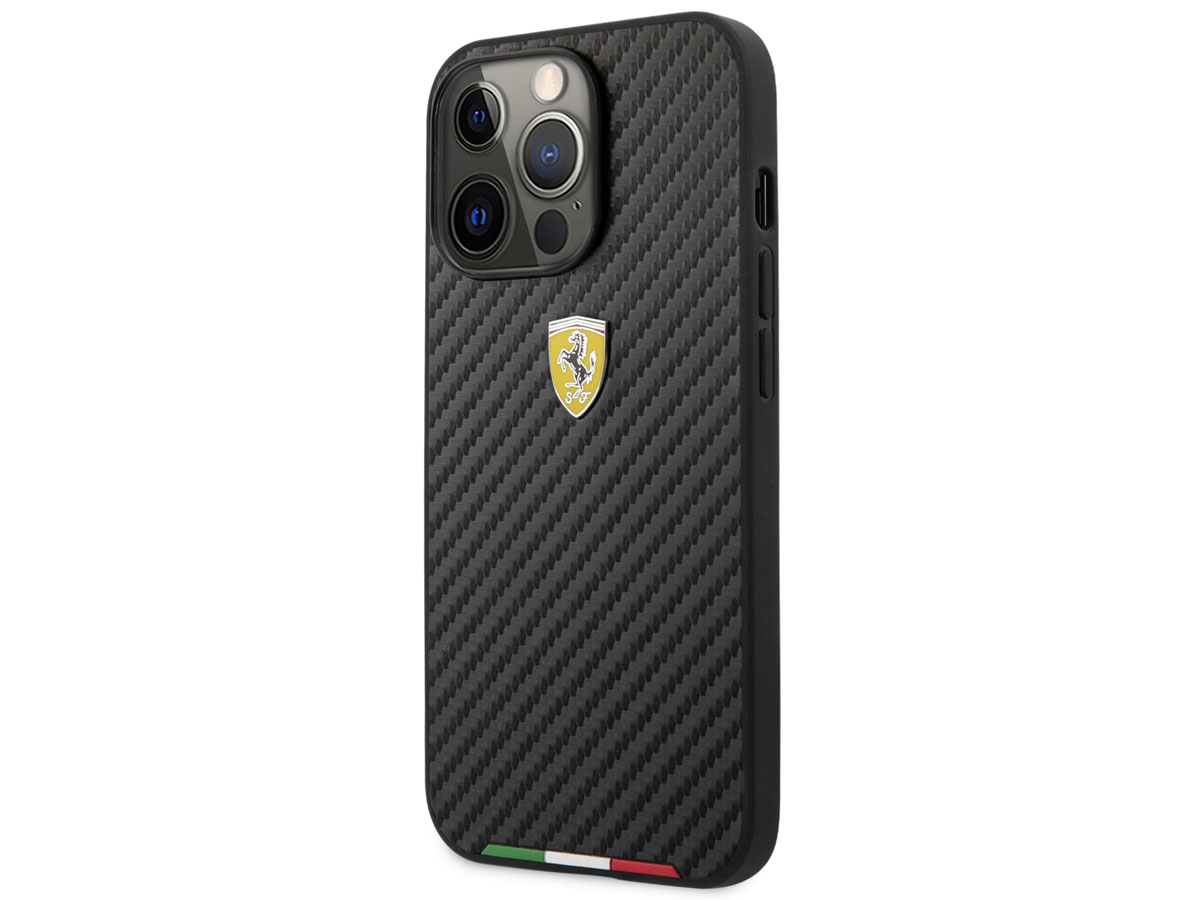 Ferrari Italia Carbon Look Case - iPhone 13 Pro Hoesje