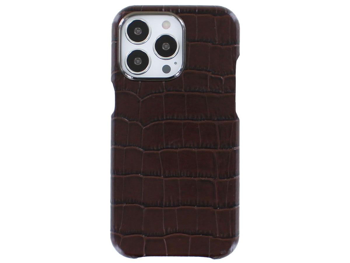 Graffi Shell Croco Bruin Leer - iPhone 13 Pro hoesje