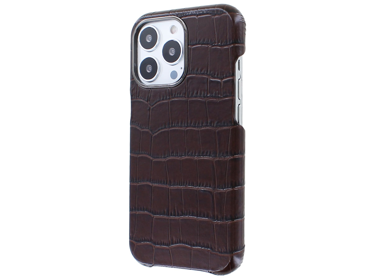 Graffi Shell Croco Bruin Leer - iPhone 13 Pro hoesje