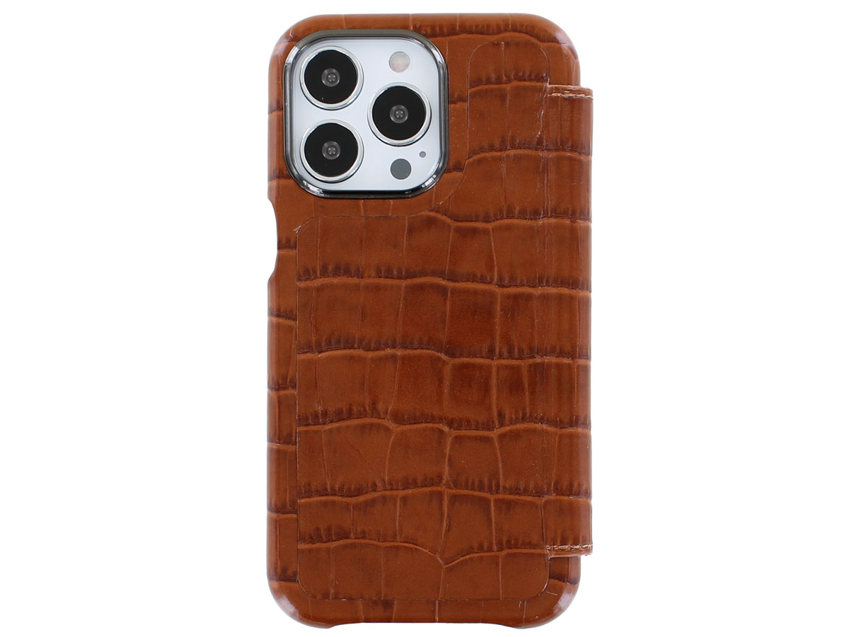 Graffi Oyster Croco Cognac Leer - iPhone 13 Pro hoesje