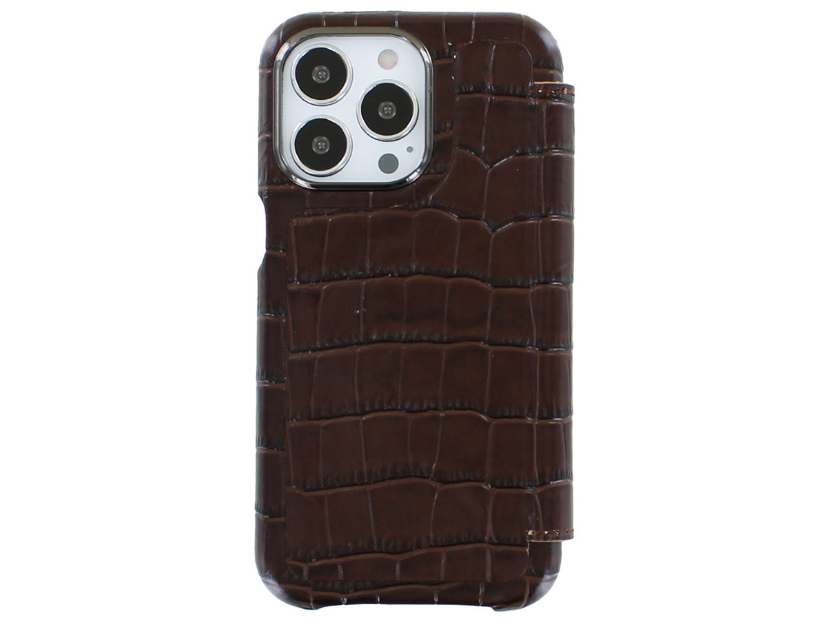 Graffi Oyster Croco Bruin Leer - iPhone 13 Pro hoesje