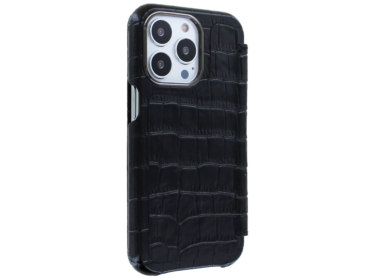 Graffi Oyster Croco Zwart Leer - iPhone 13 Pro hoesje