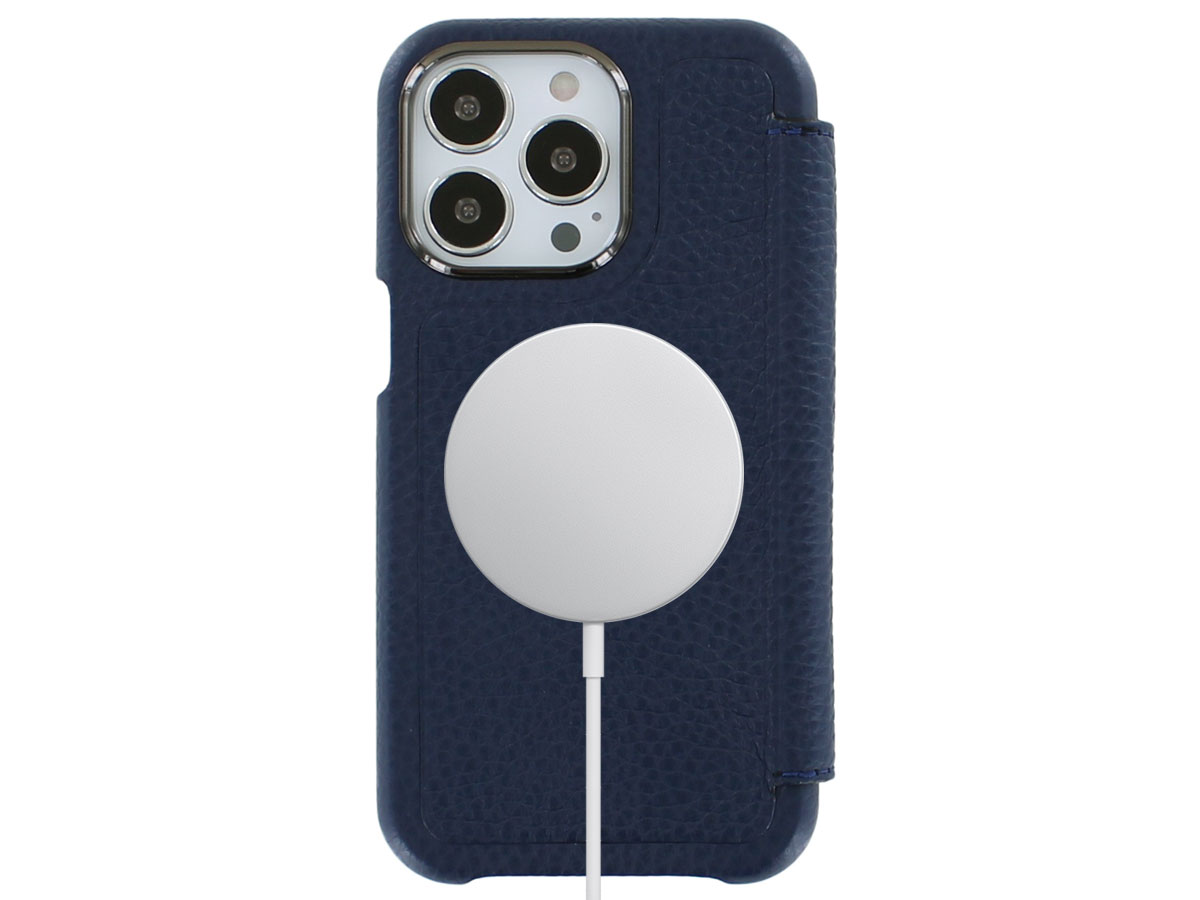 Graffi Oyster Mastrotto Leer Navy - iPhone 13 Pro hoesje