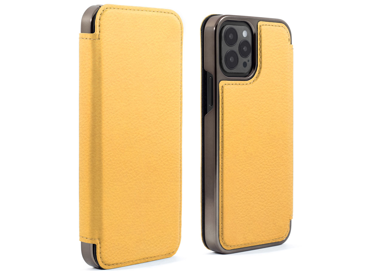 Greenwich Blake Leather Folio Canary - iPhone 13 Pro Hoesje