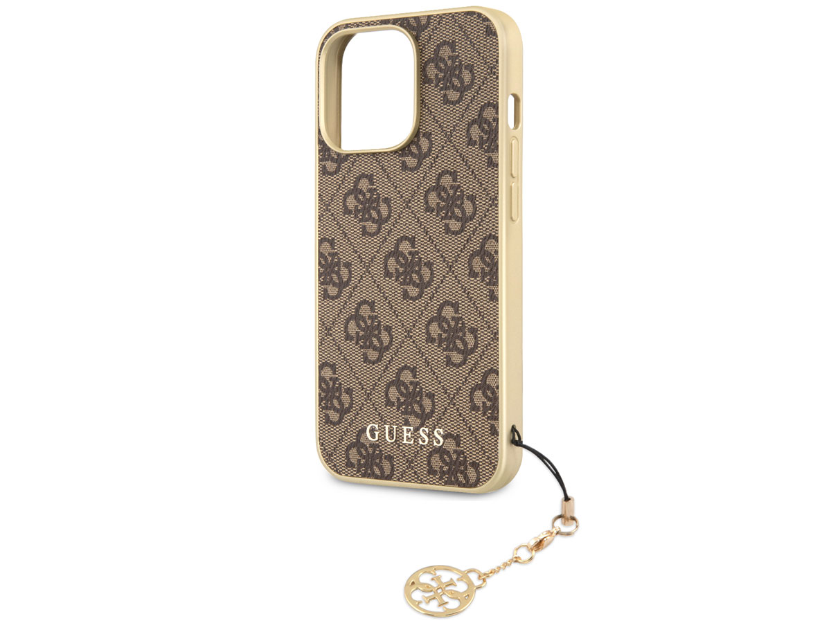 Guess 4G Monogram Charm Case Bruin - iPhone 13 Pro hoesje