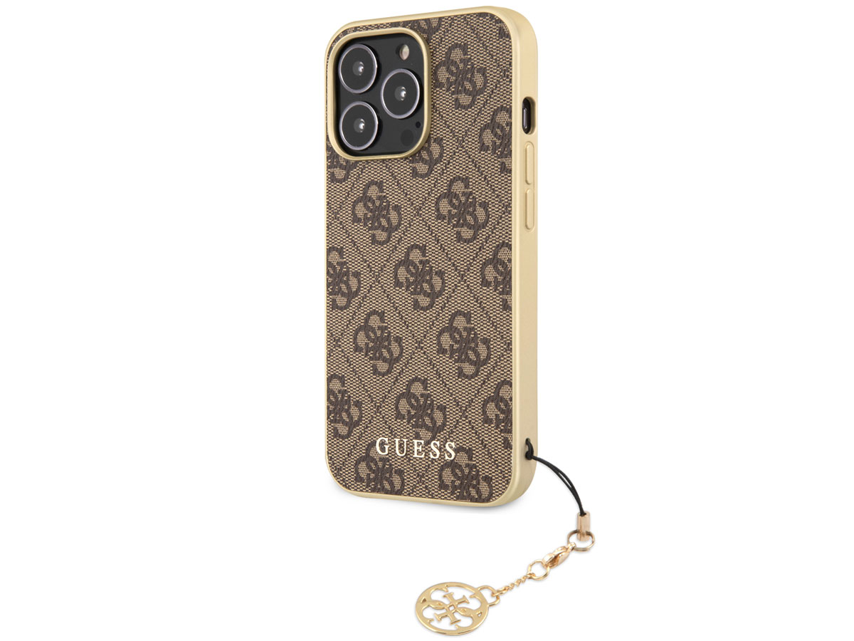 Guess 4G Monogram Charm Case Bruin - iPhone 13 Pro hoesje