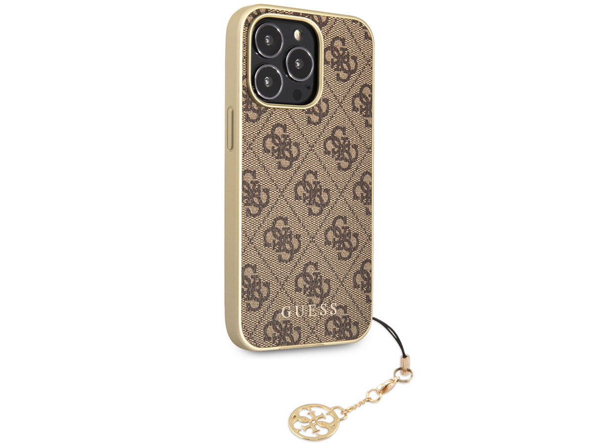 Guess 4G Monogram Charm Case Bruin - iPhone 13 Pro hoesje