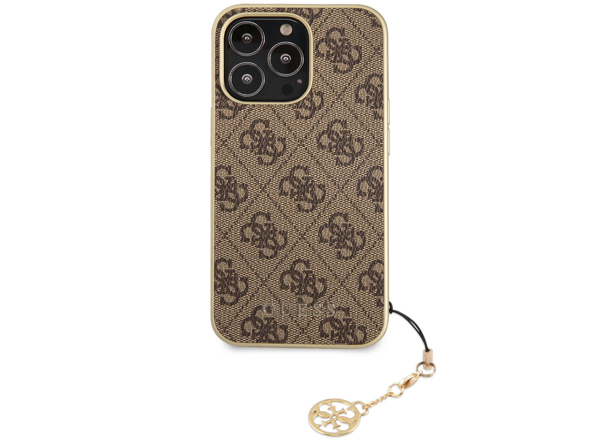 Guess 4G Monogram Charm Case Bruin - iPhone 13 Pro hoesje