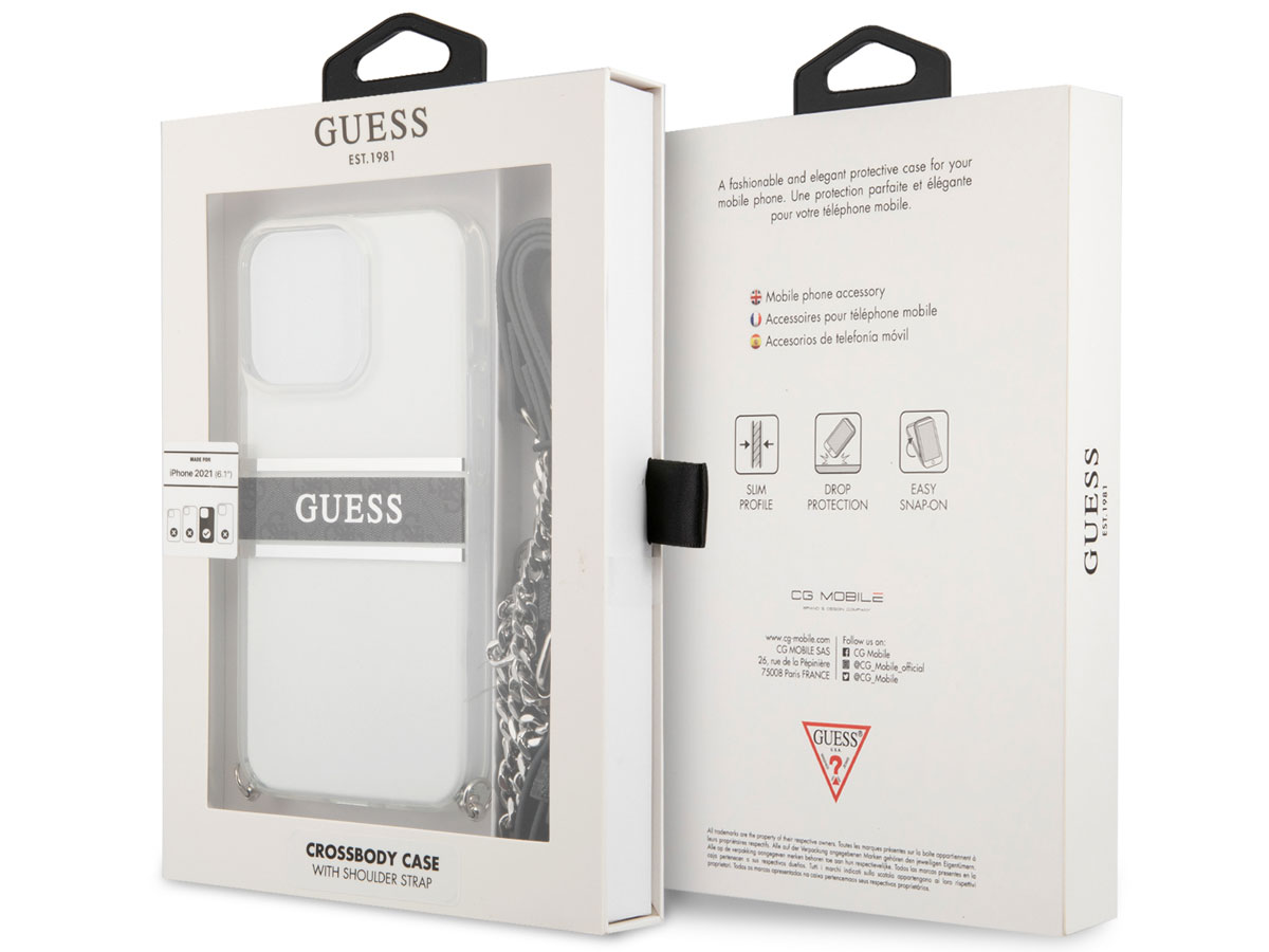 Guess 4G Monogram Crossbody Case Grijs - iPhone 13 Pro hoesje