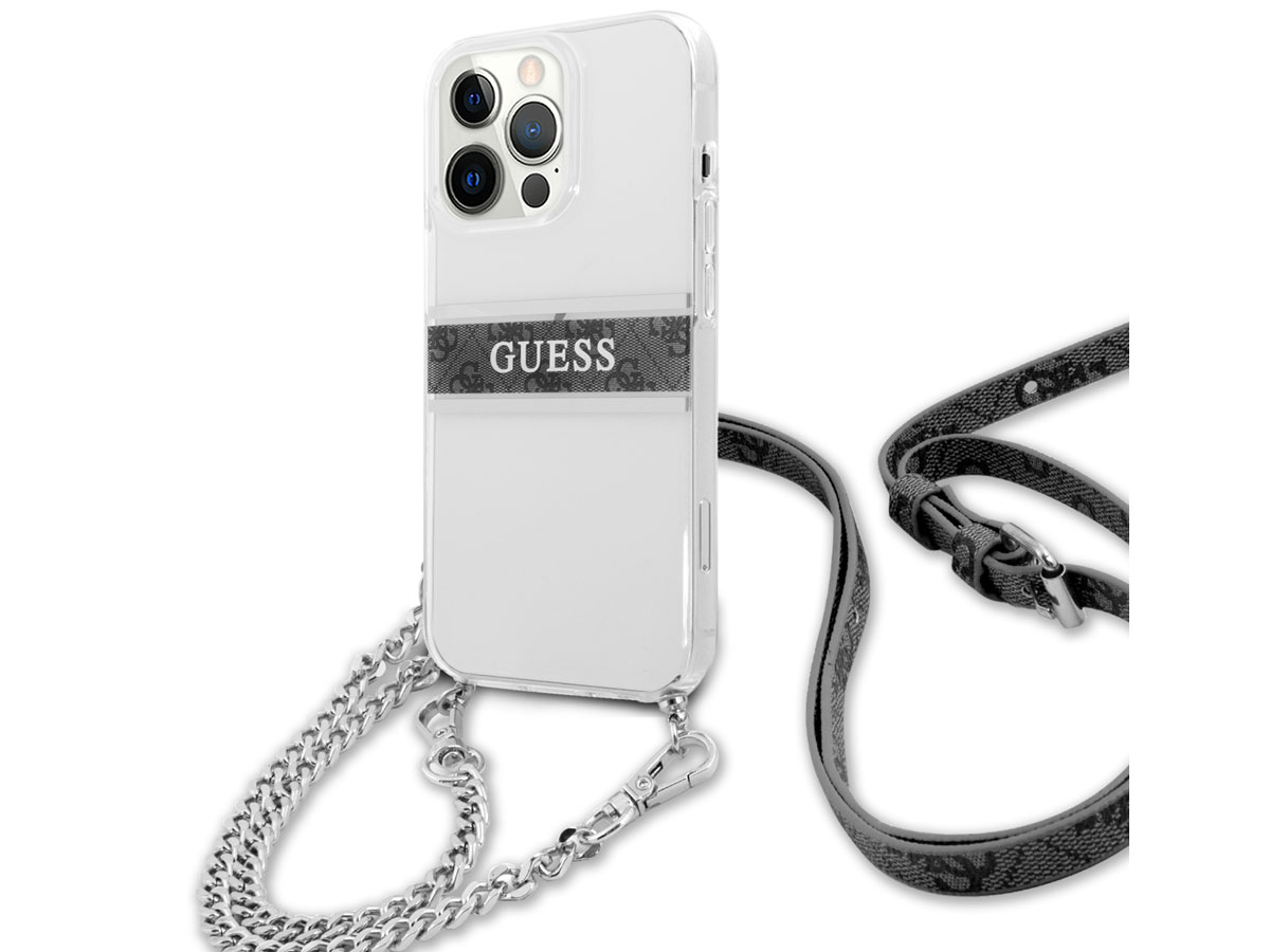 Guess 4G Monogram Crossbody Case Grijs - iPhone 13 Pro hoesje