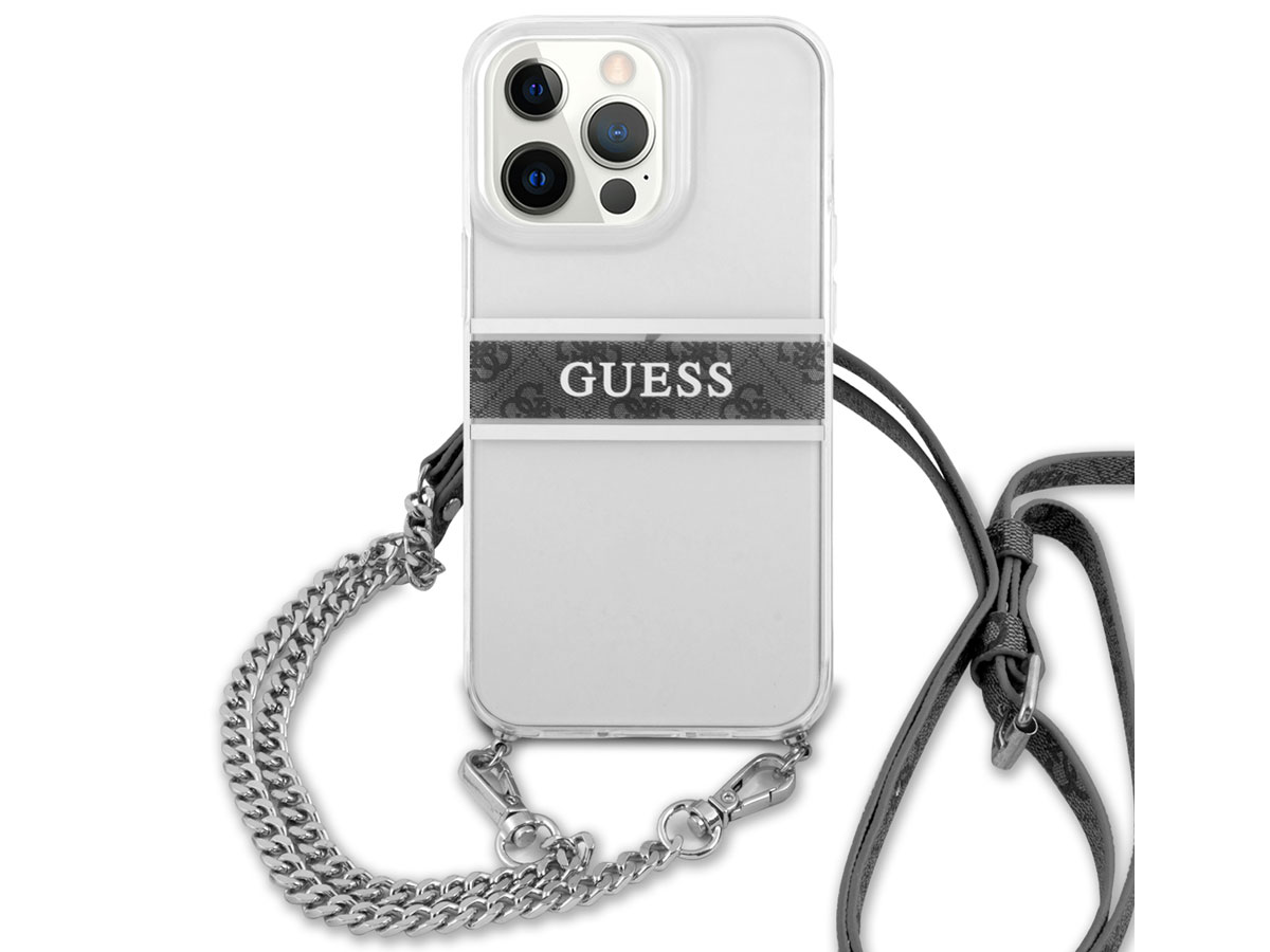 Guess 4G Monogram Crossbody Case Grijs - iPhone 13 Pro hoesje