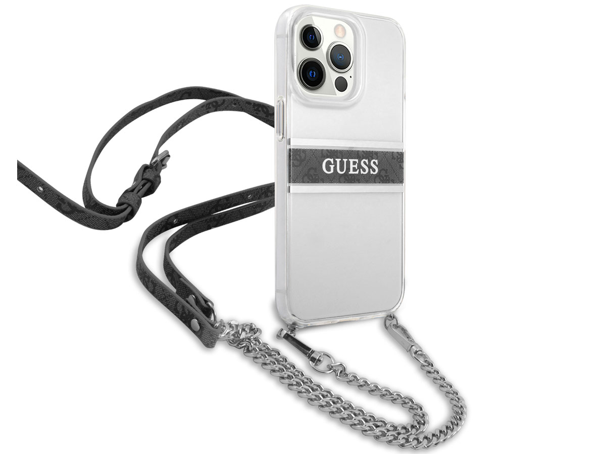 Guess 4G Monogram Crossbody Case Grijs - iPhone 13 Pro hoesje