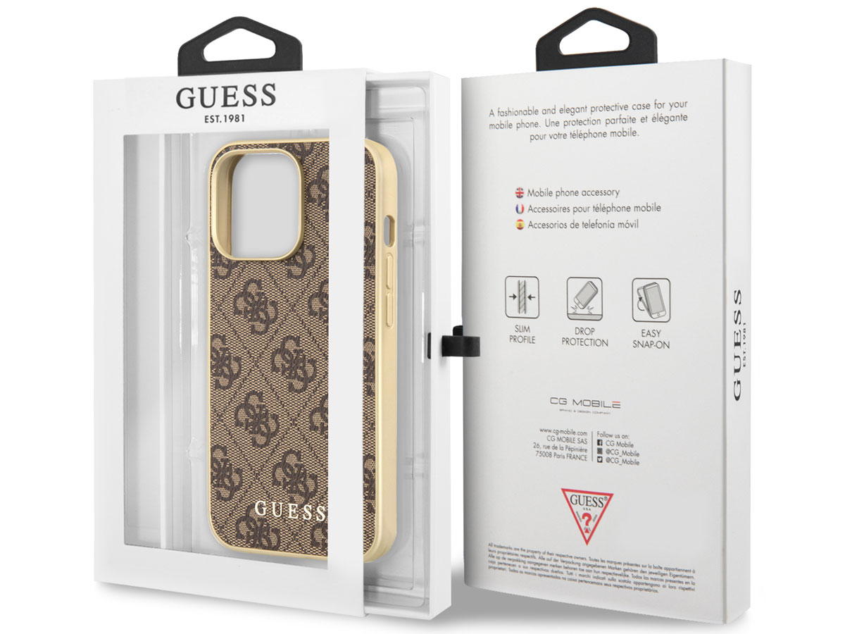 Guess 4G Monogram MagSafe Case Bruin - iPhone 13 Pro hoesje