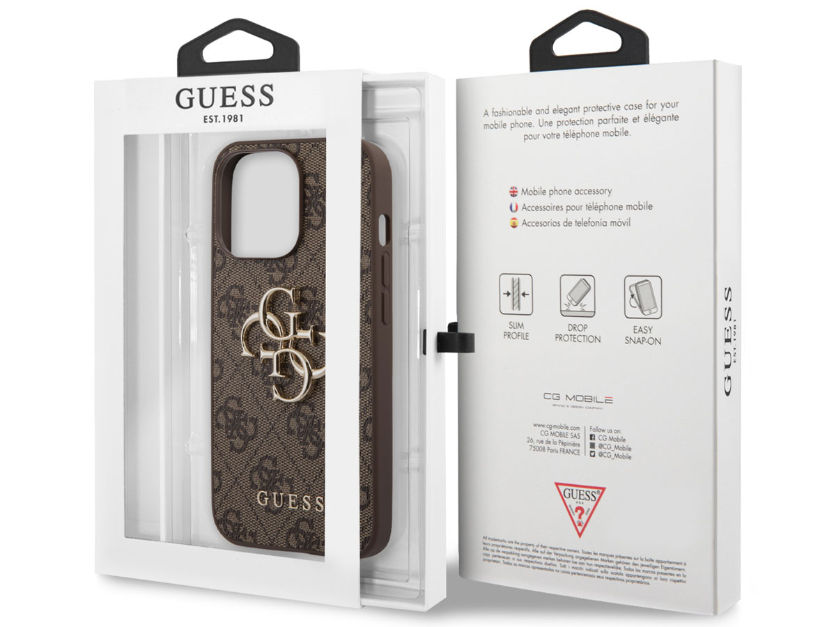 Guess Big 4G Monogram Case Bruin - iPhone 13 Pro hoesje