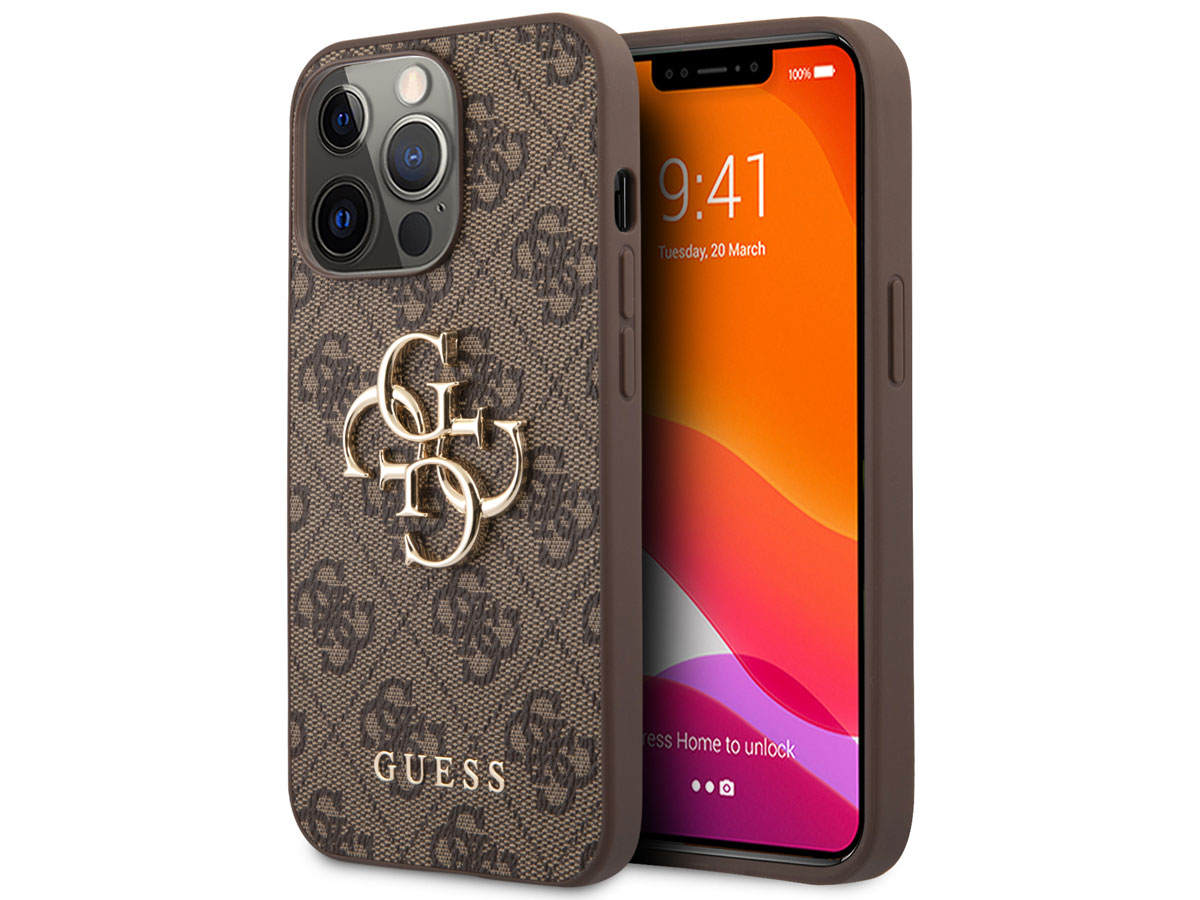 Guess Big 4G Monogram Case Bruin - iPhone 13 Pro hoesje