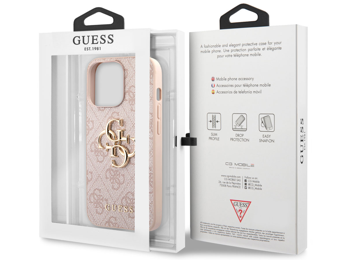 Guess Big 4G Monogram Case Roze - iPhone 13 Pro hoesje