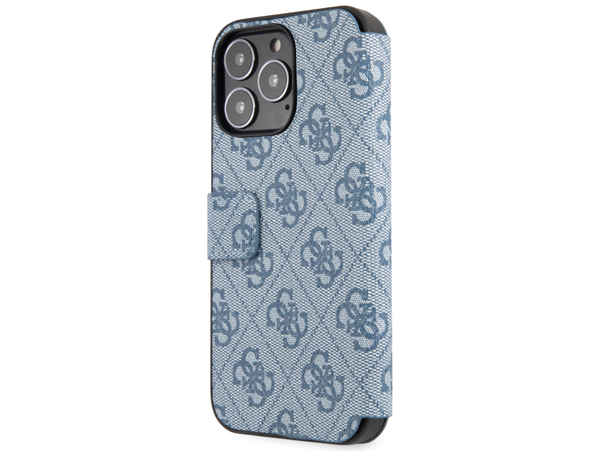 Guess Big 4G Monogram BookCase Blauw - iPhone 13 Pro hoesje