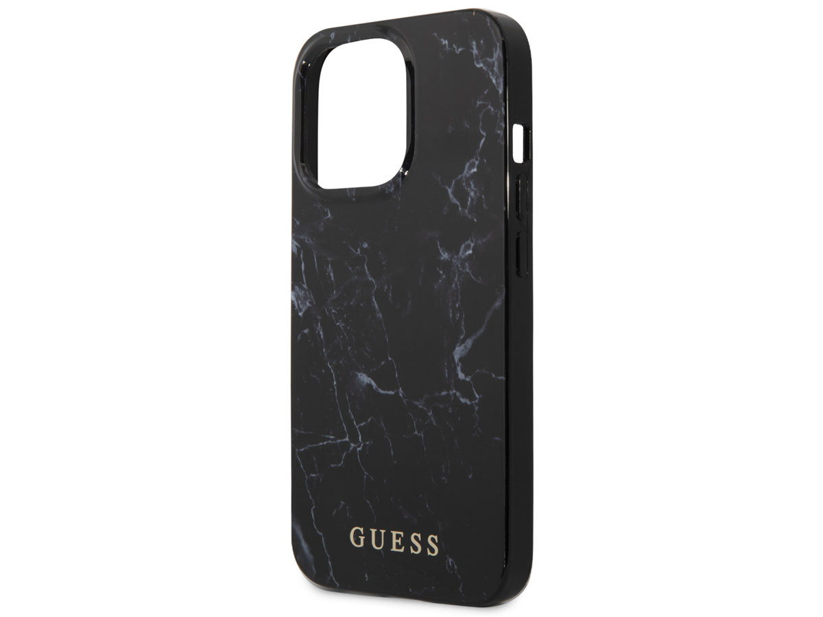 Guess Black Marble Case Zwart - iPhone 13 Pro hoesje