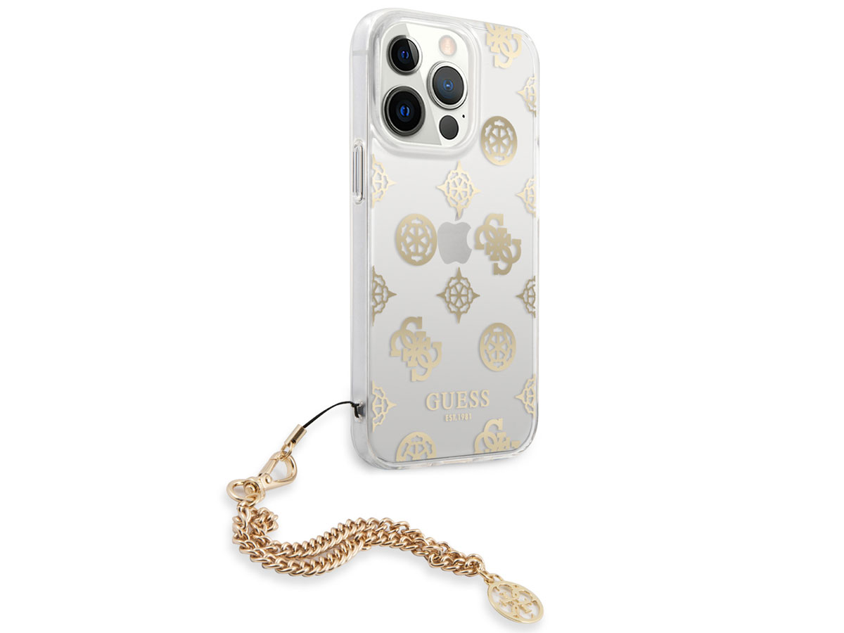 Guess Peony Charm Case Goud - iPhone 13 Pro hoesje