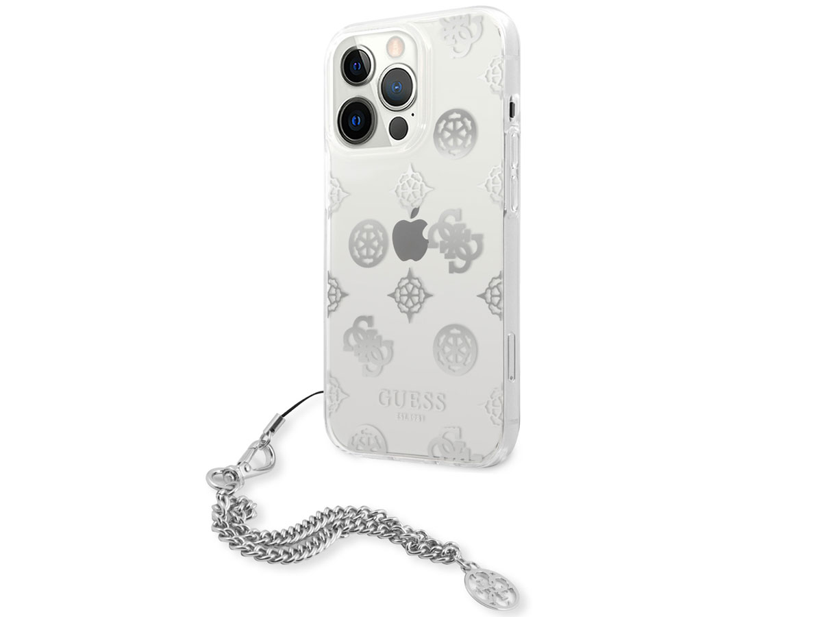 Guess Peony Charm Case Zilver - iPhone 13 Pro hoesje