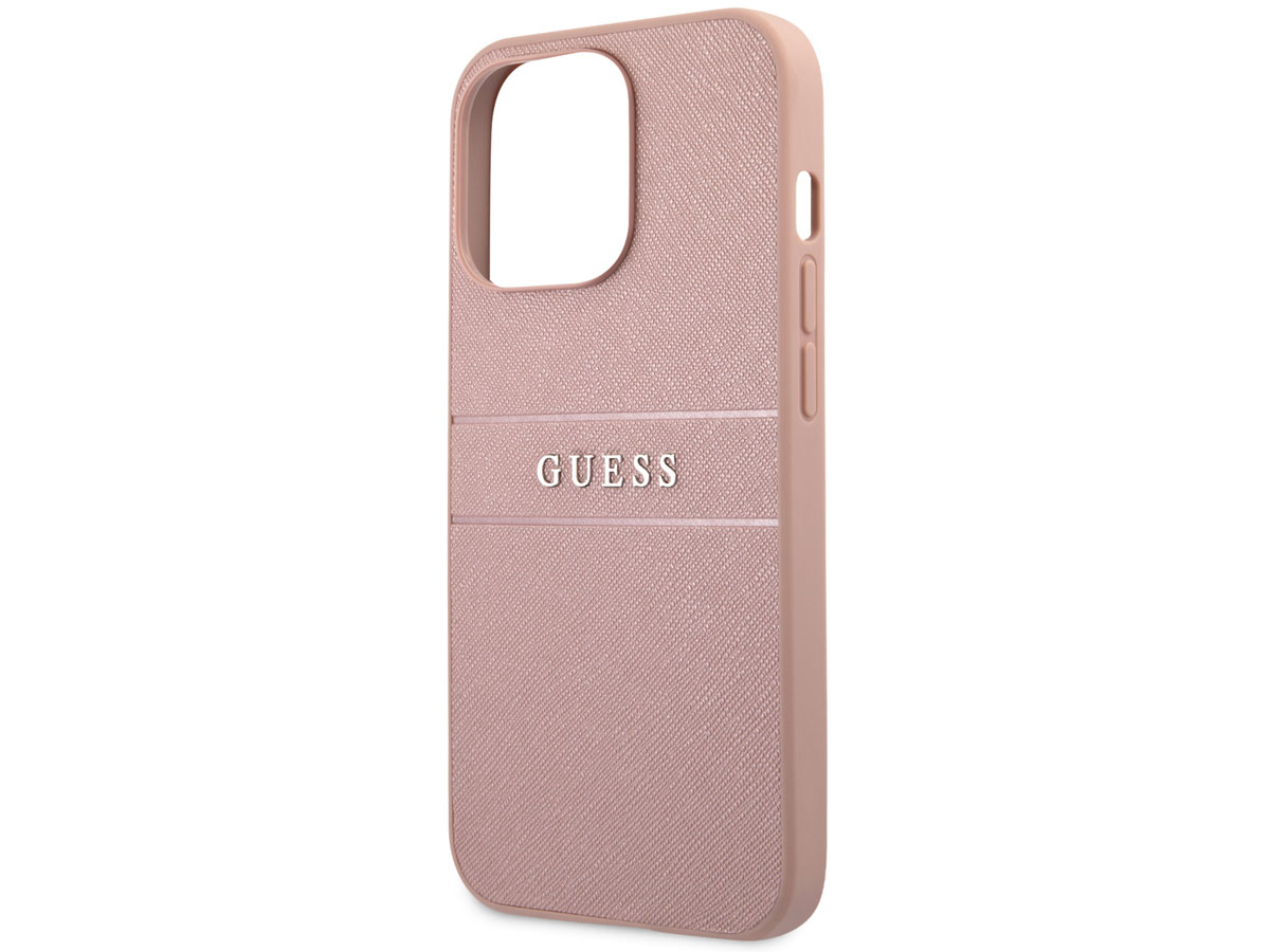 Guess Saffiano Case Roze - iPhone 13 Pro hoesje