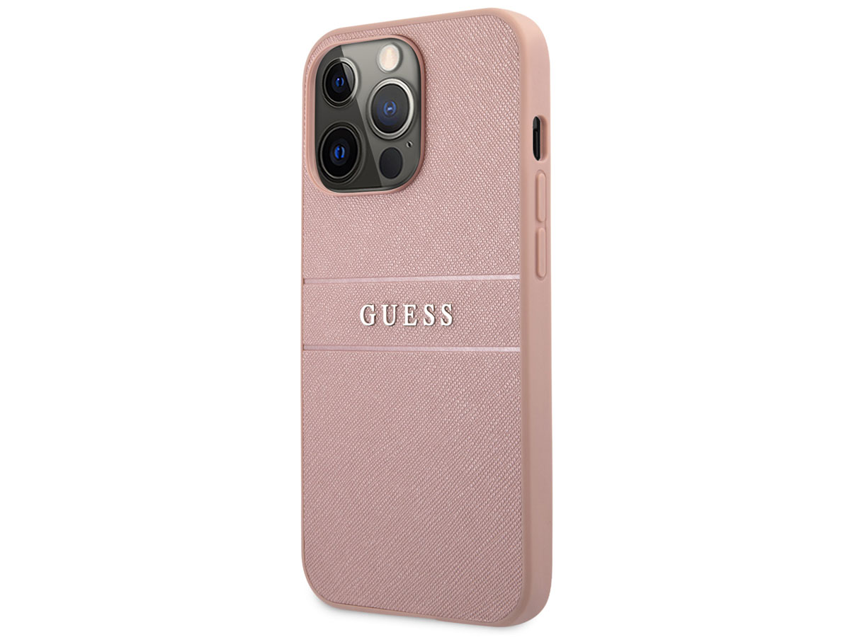 Guess Saffiano Case Roze - iPhone 13 Pro hoesje