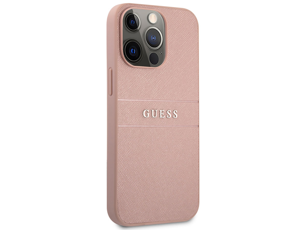 Guess Saffiano Case Roze - iPhone 13 Pro hoesje