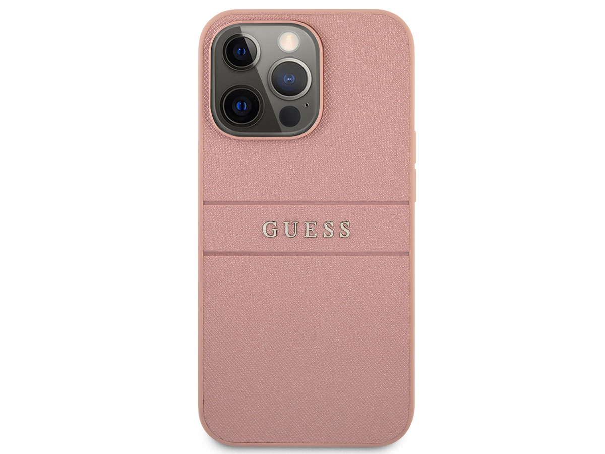 Guess Saffiano Case Roze - iPhone 13 Pro hoesje