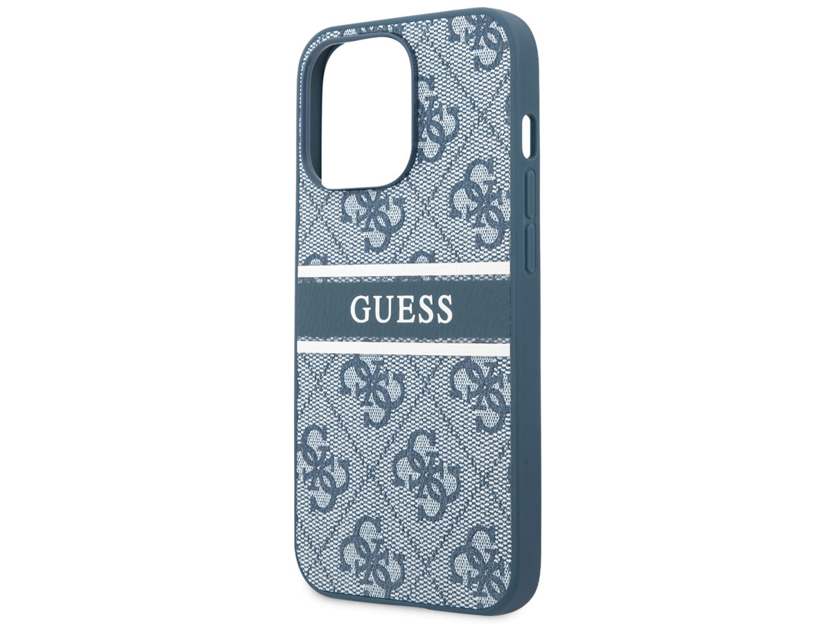 Guess Stripe 4G Monogram Case Blauw - iPhone 13 Pro hoesje