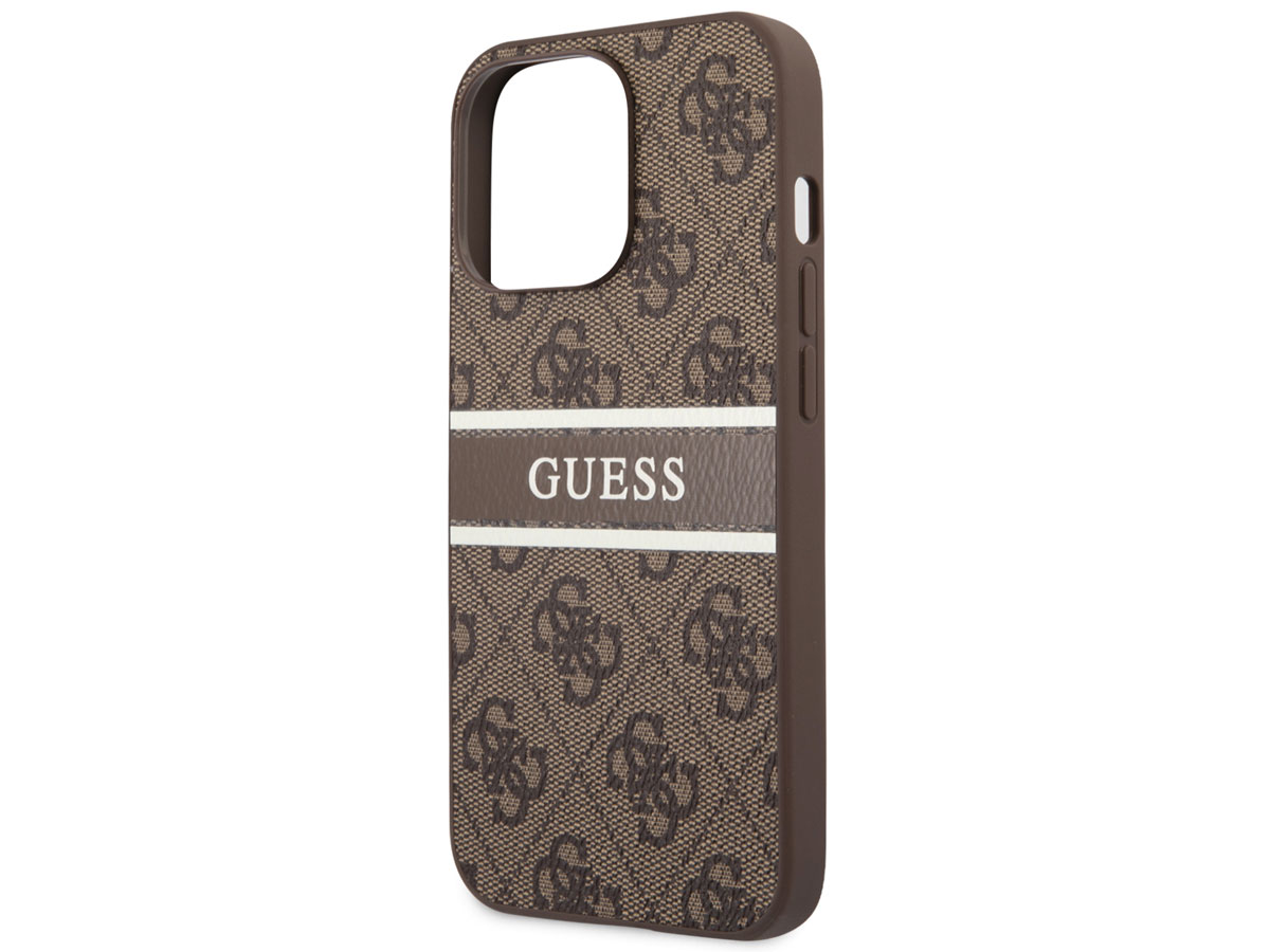 Guess Stripe 4G Monogram Case Bruin - iPhone 13 Pro hoesje