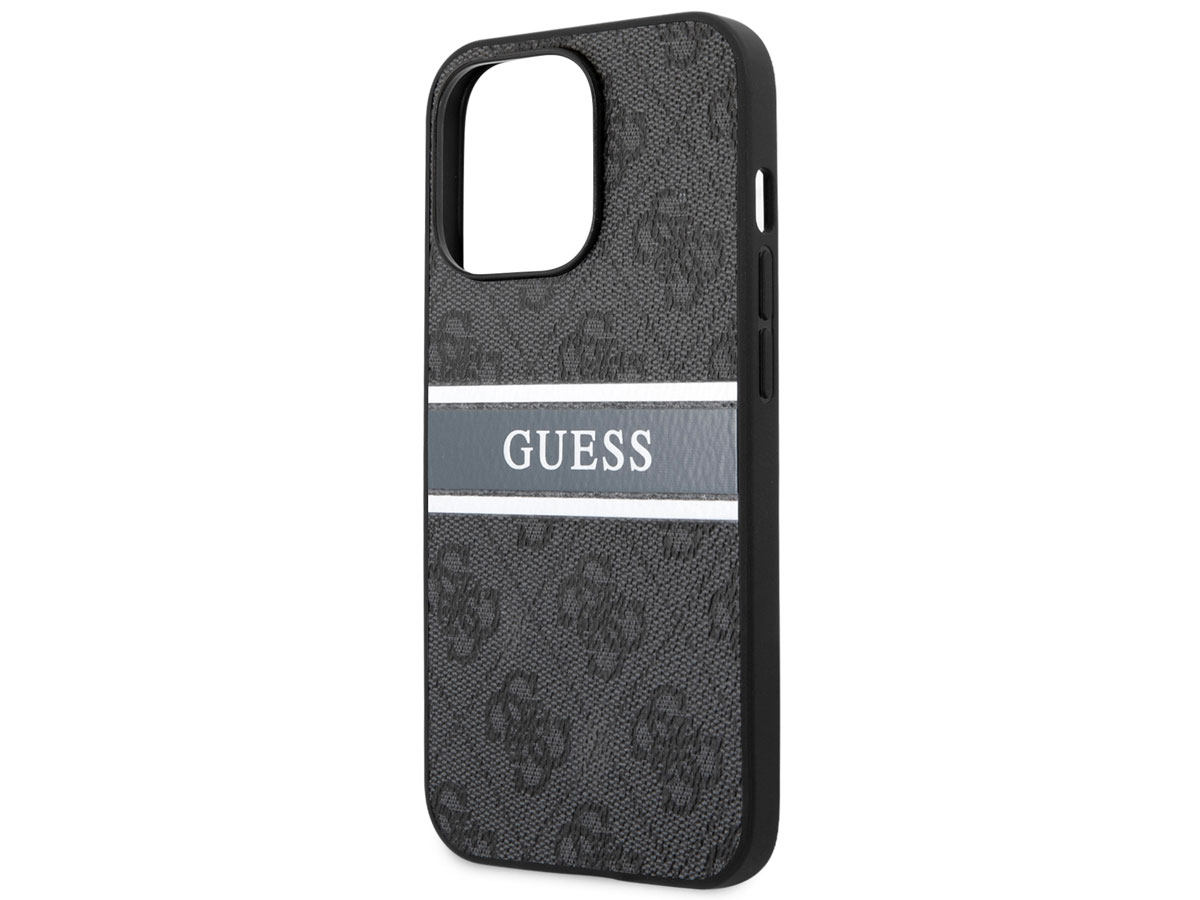 Guess Stripe 4G Monogram Case Grijs - iPhone 13 Pro hoesje