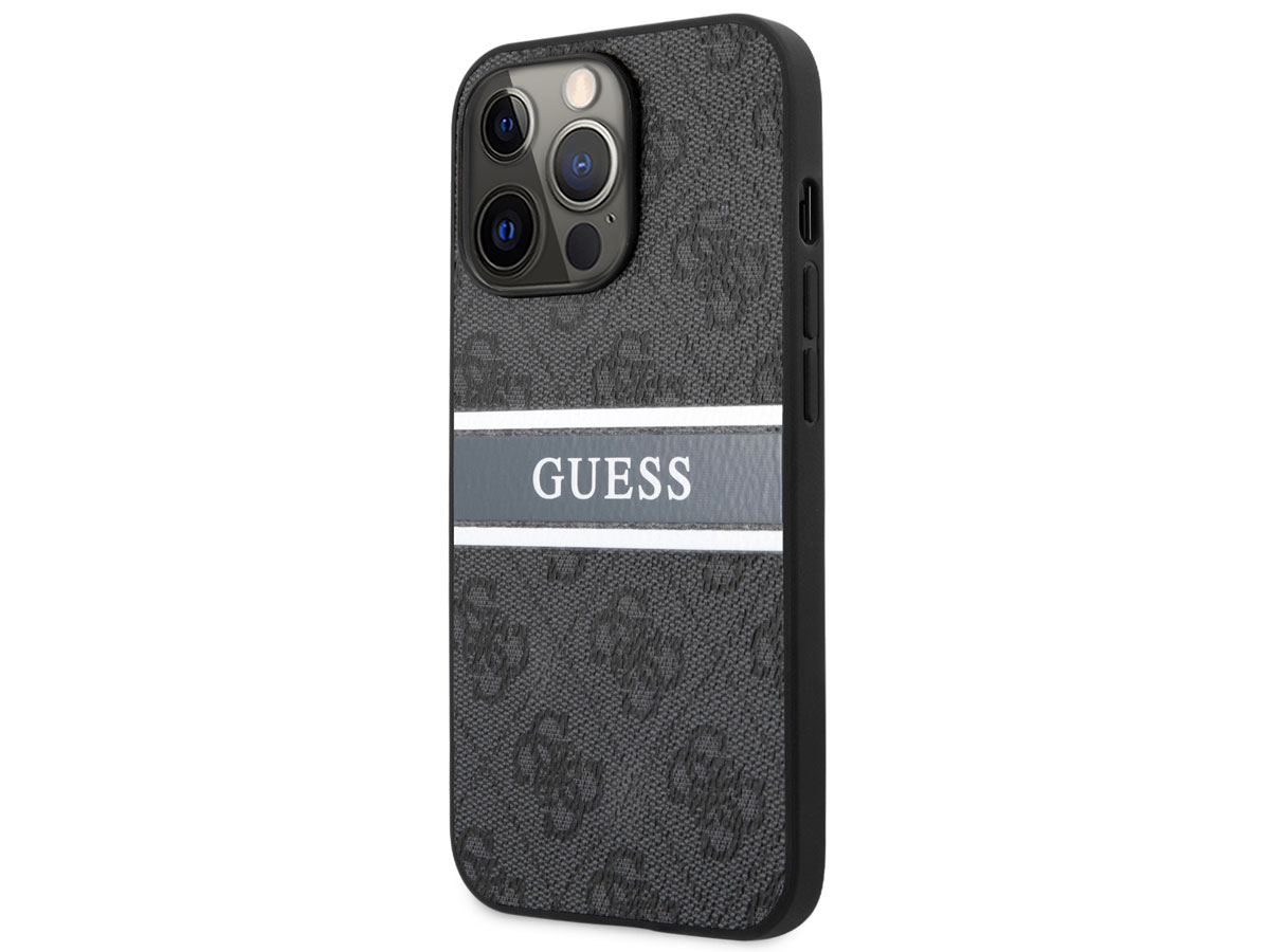 Guess Stripe 4G Monogram Case Grijs - iPhone 13 Pro hoesje