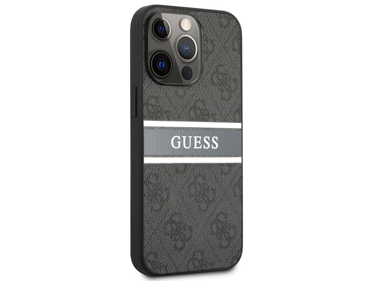 Guess Stripe 4G Monogram Case Grijs - iPhone 13 Pro hoesje