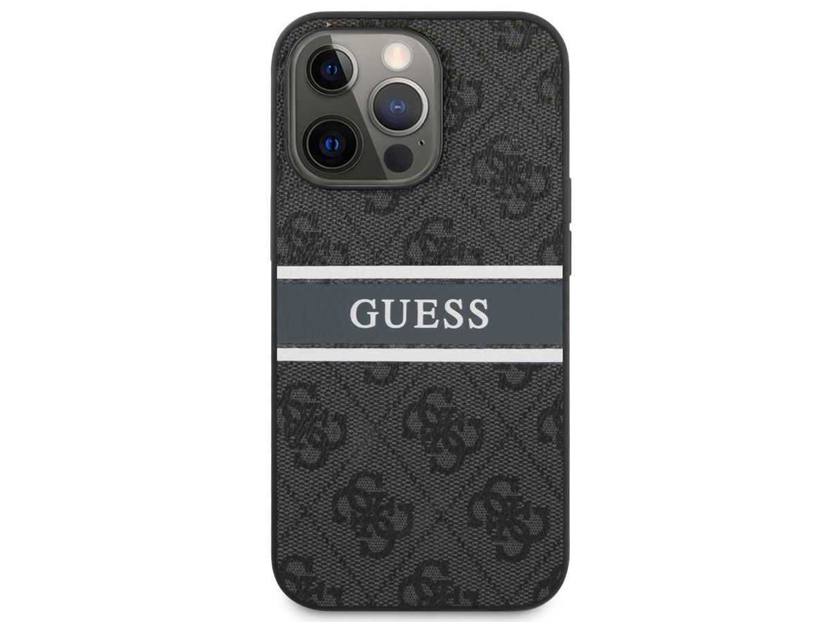 Guess Stripe 4G Monogram Case Grijs - iPhone 13 Pro hoesje